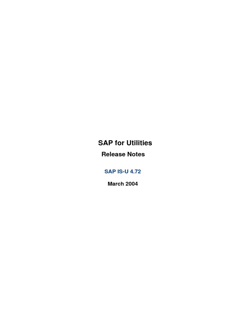 Sap For Utilities Release Notes Sap Is U 472 PDF