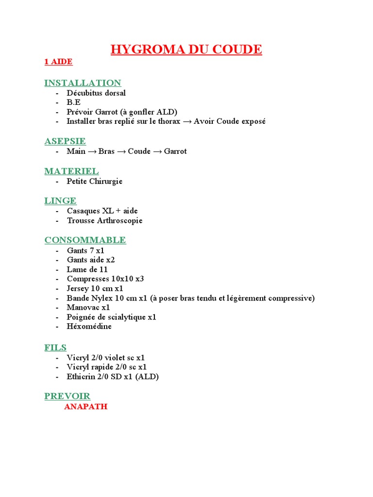 Prise en charge de l'hygroma du coude PDF Histoire — free download