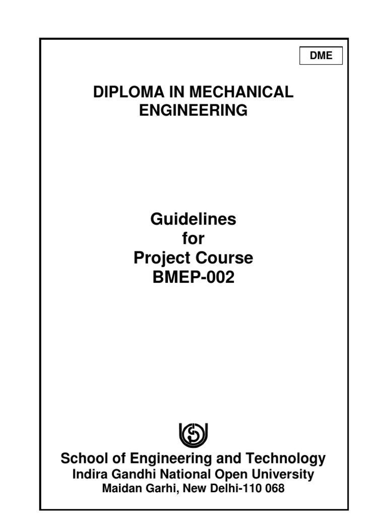 IGNOU Mechanical Engineering Project Guidelines | PDF | Mechanical ...