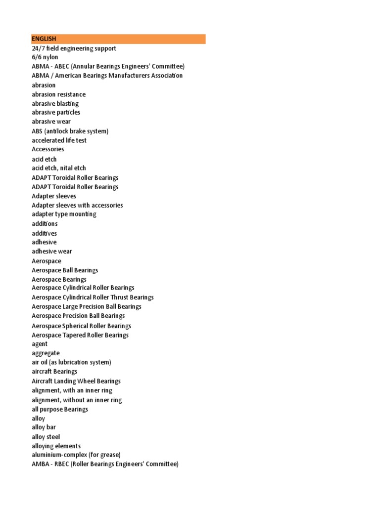 EnglishItalian Dictionary PDF Bearing (Mechanical) Axle
