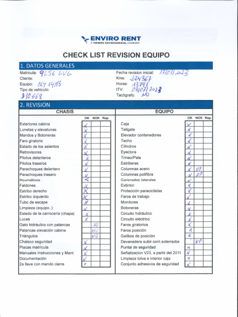 Check List Revision Equipo - 178 - 9256-LVG - 19-01-2023 | PDF