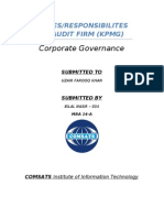 Corporate Governance: Duties/Responsibilites of Audit Firm (KPMG)
