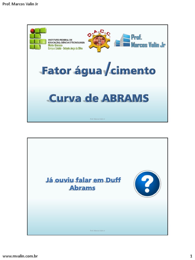 Aula 04 - Fator Água-Cimeto - Curva de Abrams - 2016 | PDF | Concreto ...