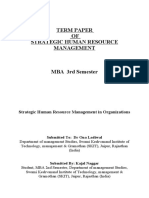 StrategicHumanResourceManagementinOrganizations - TERM PAPER KAJAL 3SEM