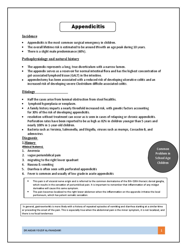 A Comprehensive Review of Appendicitis Pathophysiology, Diagnosis, Differential Diagnosis, and