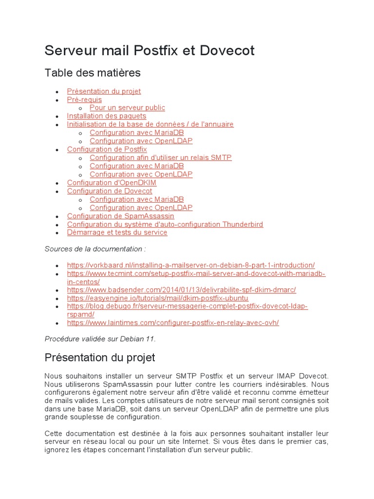 Installation Postfix et Dovecot sur Debian | PDF | Système de noms de ...