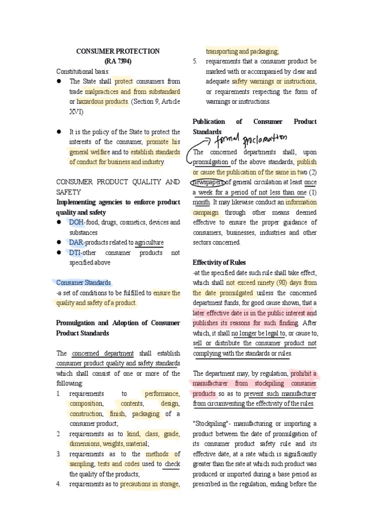 Consumer Protection Act PDF Safety Implied Warranty