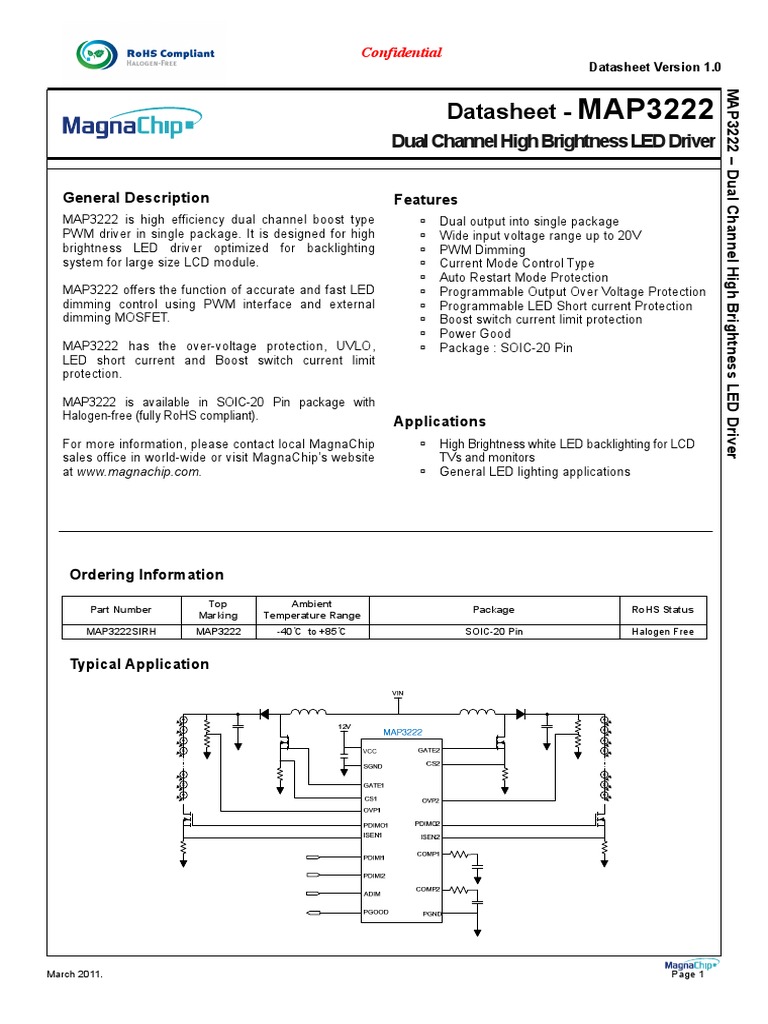 Dual Channel High Brightness LED Driver Datasheet MAP3222 PDF