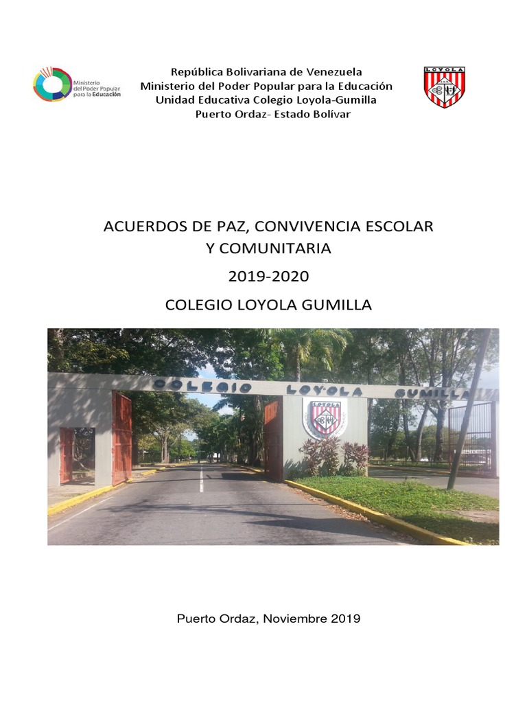 Acuerdos de Paz y Convivencia Escolar 2020 | PDF | Maestros | Salón de ...