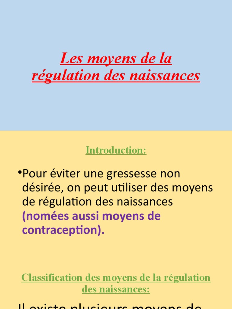 Les Moyens de La Régulation Des Naissances Télécharger gratuitement