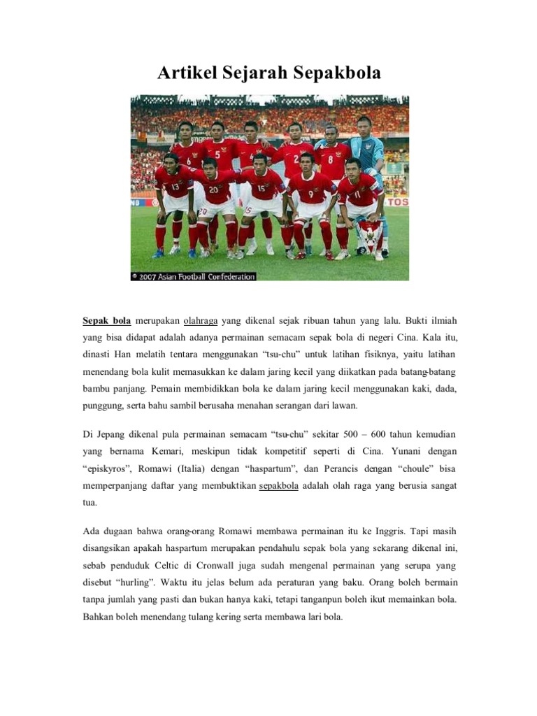 Artikel Sejarah Sepakbola