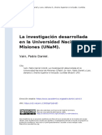 Vain, Pablo Daniel (2018) - La Investigación Desarrollada en La Universidad Nacional de Misiones (UNaM)