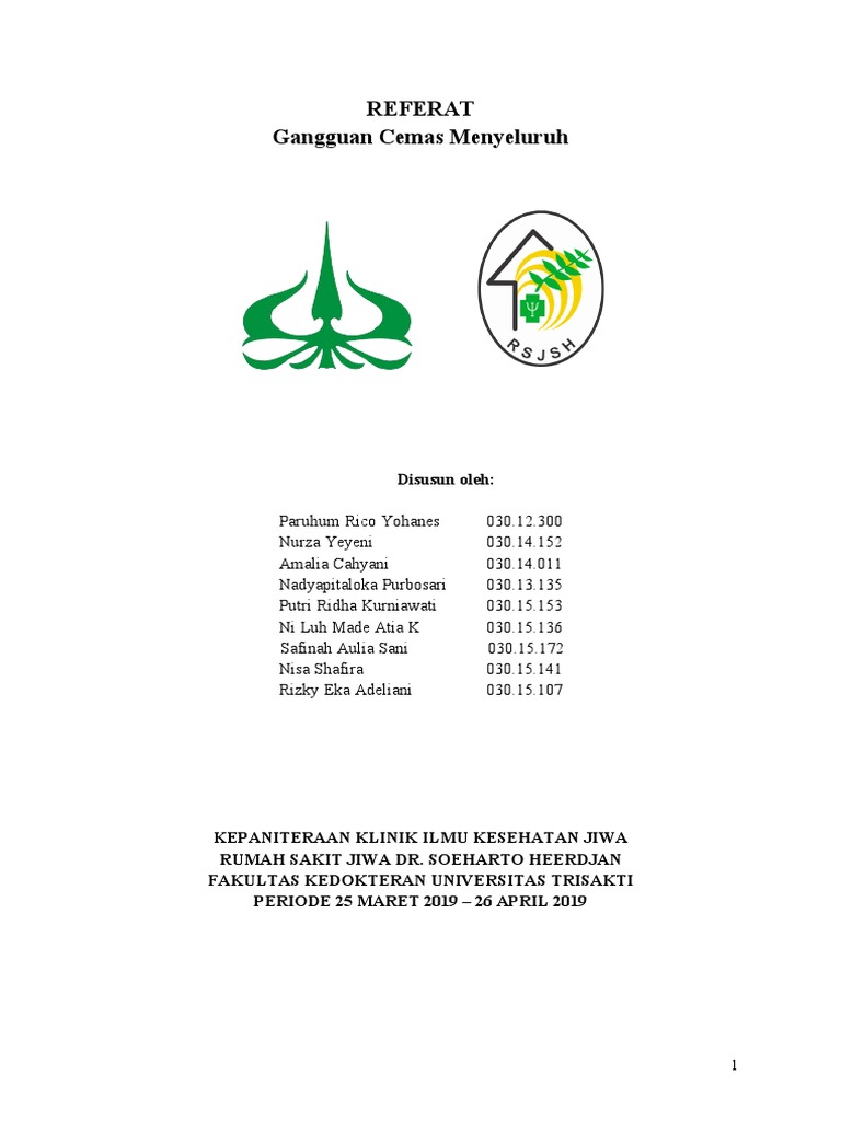 Gangguan Cemas Menyeluruh: Definisi & Tatalaksana | PDF | Kesehatan ...