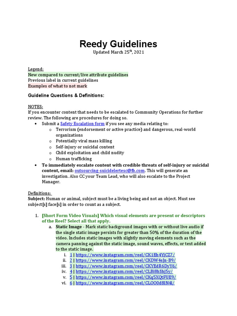 Reedy Reels Content Attributes Labeling Guidelines 3.25.21 PDF