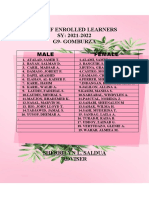 LIST OF ENROLLED LEARNERS IN G9-GOMBURZA CLASS