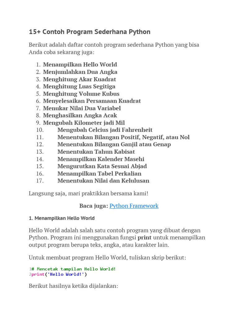 Program Sederhana Python | PDF | Komputer