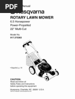 Husqvarna 22 in Mower Model 917.373363 Manual