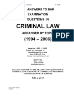 Criminal Law: Answers To Bar Examination Questions in