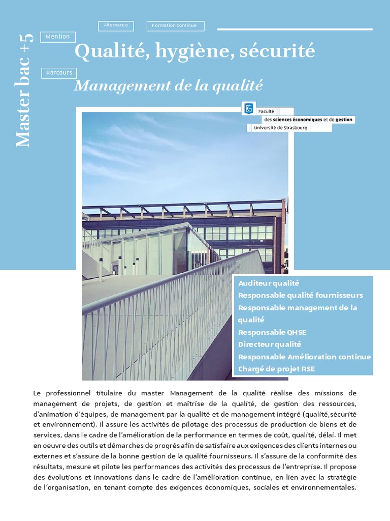 Master en Management de la Qualité QHSE | PDF | Management de la ...