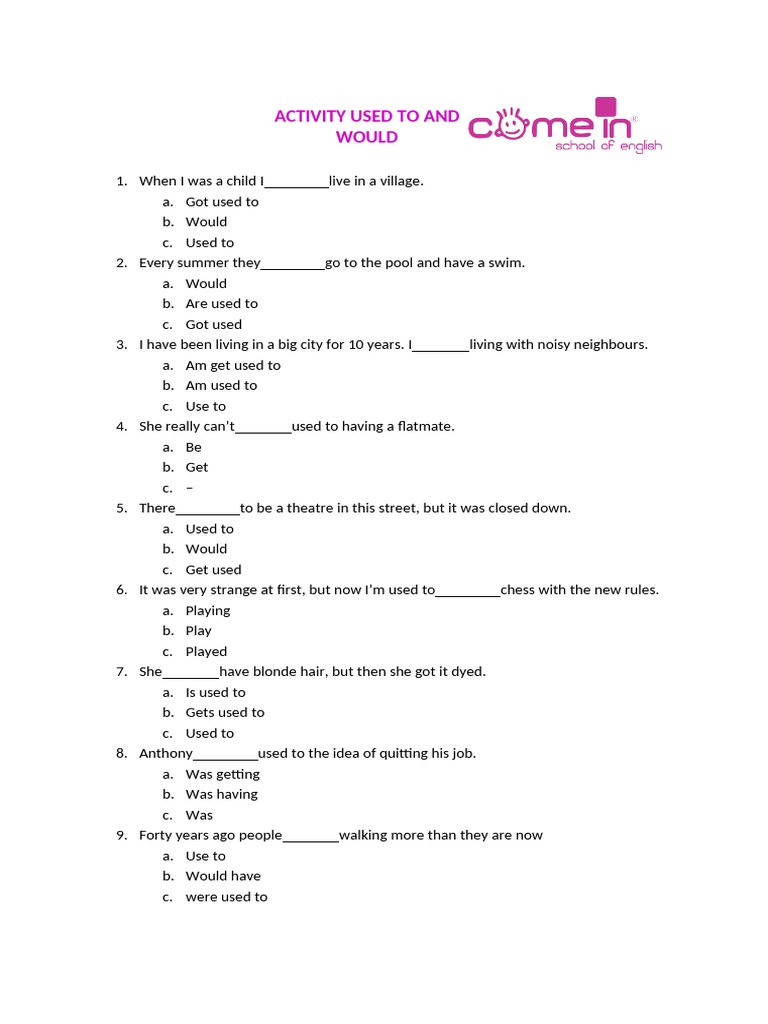Past Habits and Getting Used To | PDF