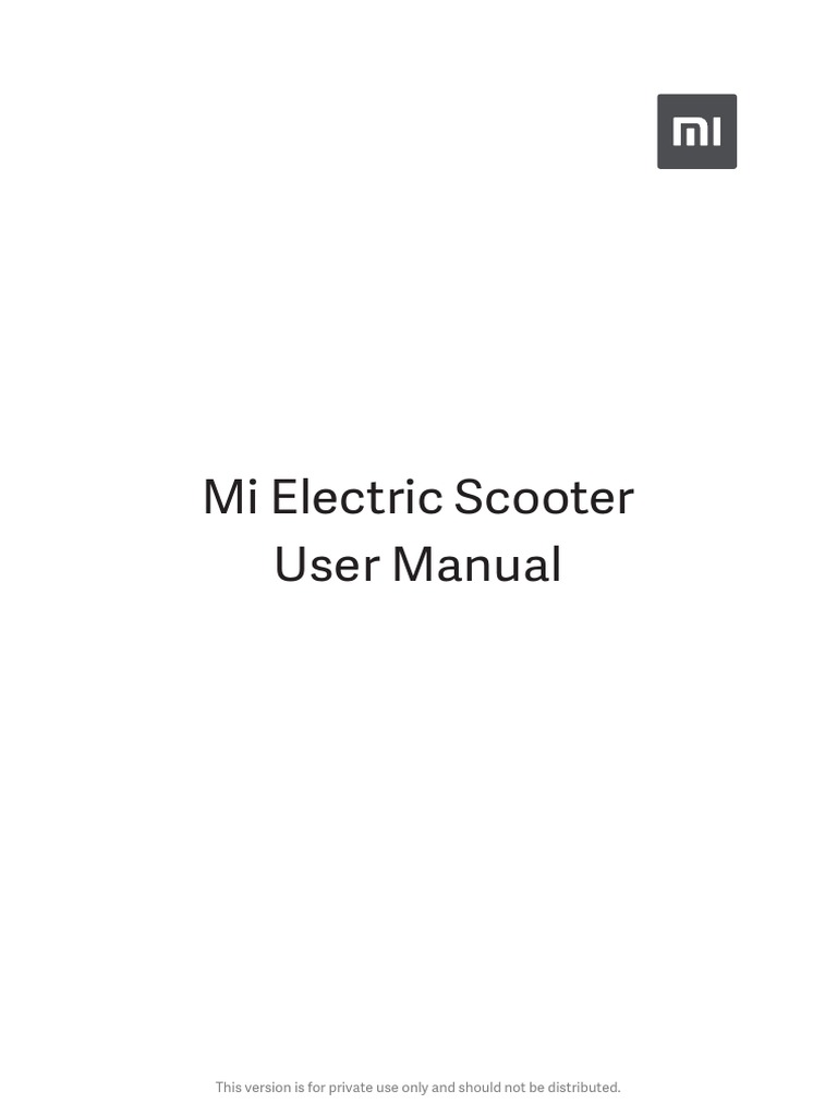 Xiaomi Mi Electric Scooter Manual Original PDF