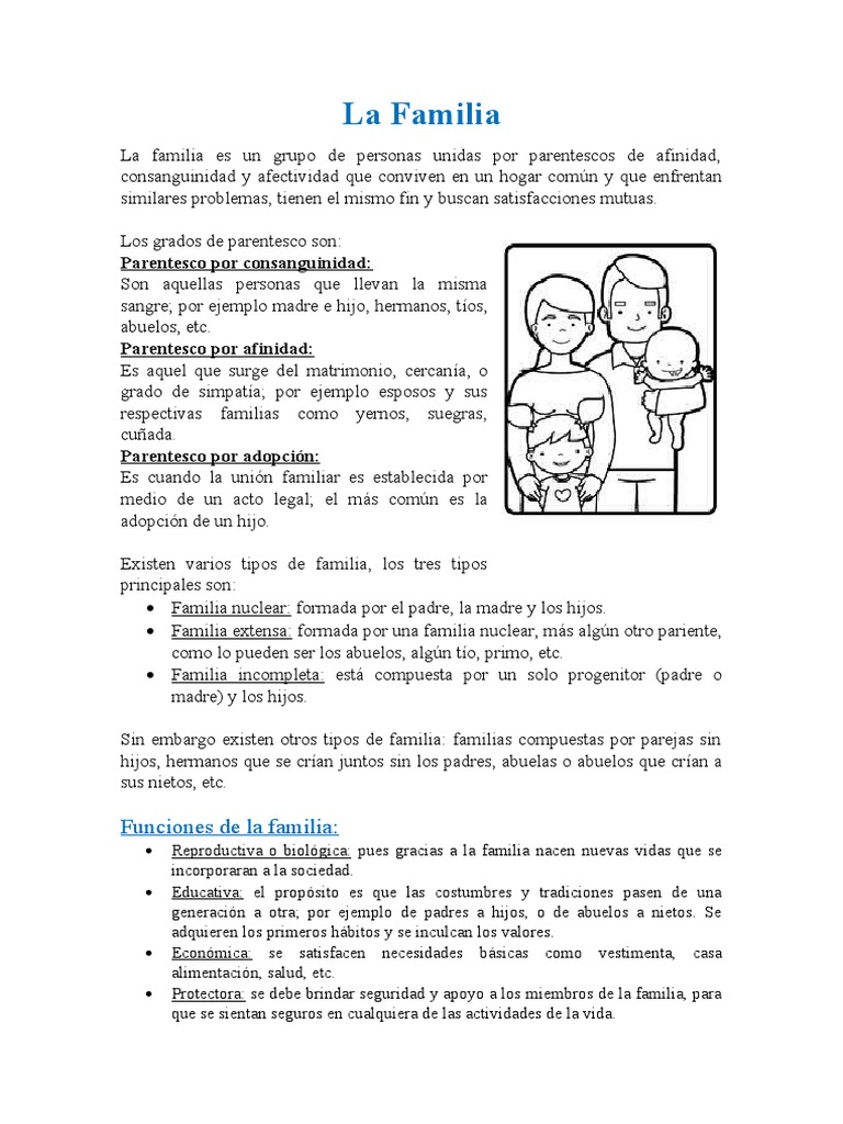 Actividades sobre Tipos de Familia | PDF | Familia | Parentesco