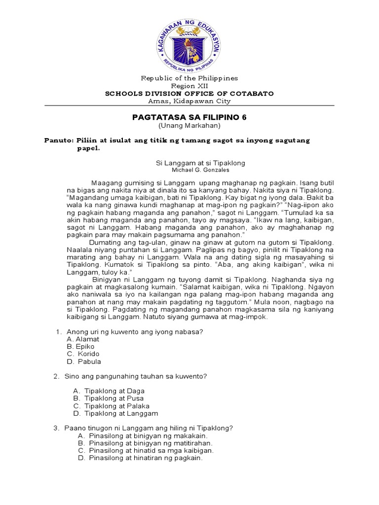 Filipino Grade 6 q1 | PDF