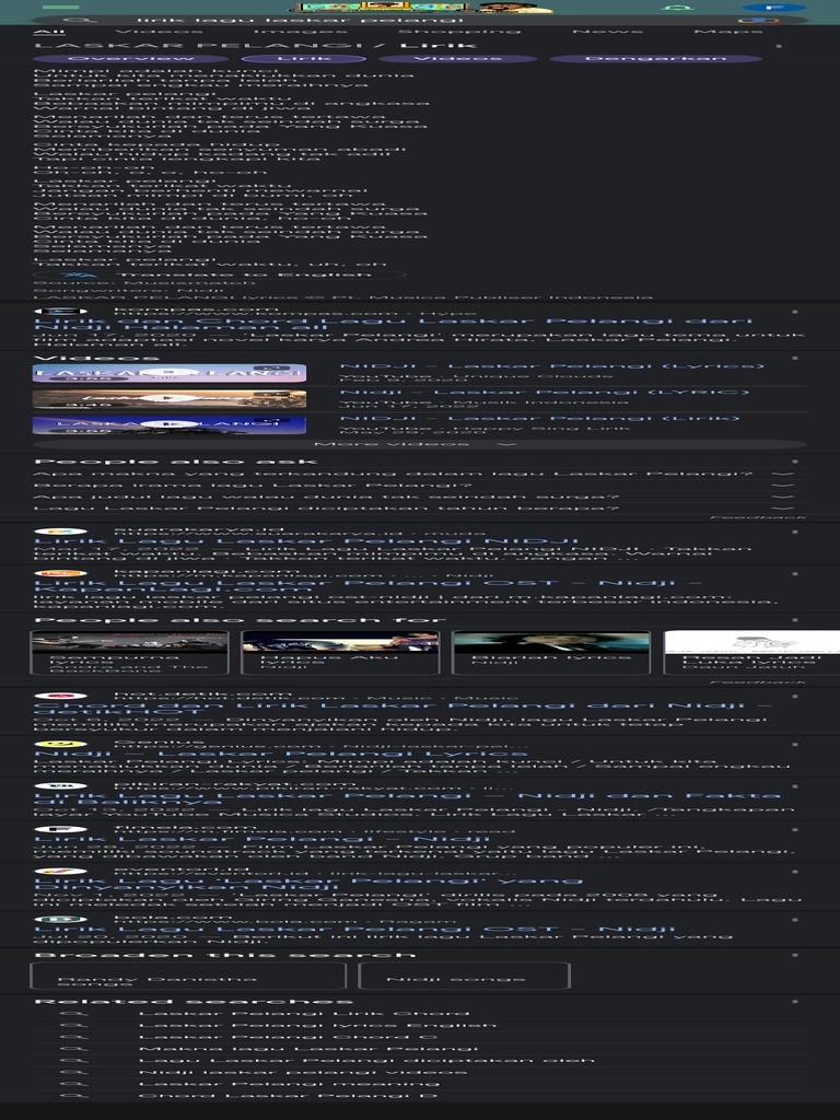 Lirik Lagu Laskar Pelangi - Google Search | PDF