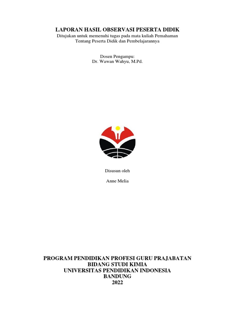 Laporan Hasil Observasi Peserta Didik Sma Laboratorium Percontohan Upi