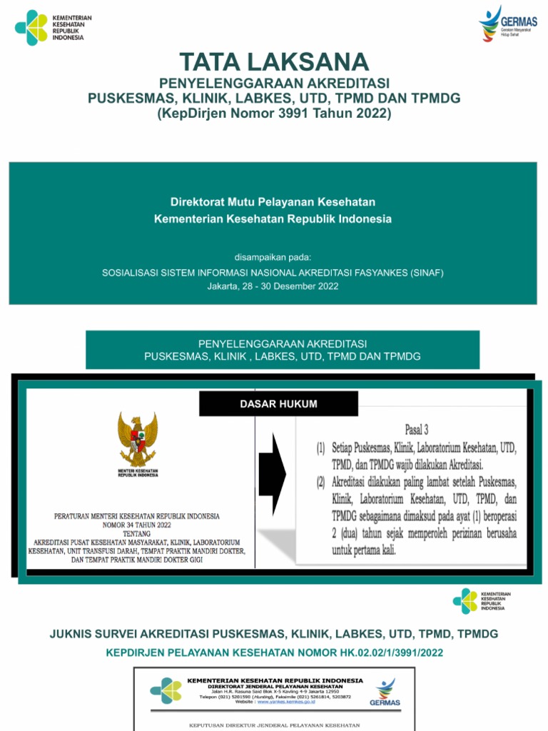 #2 Tata Laksana Penyelenggaraan Akreditasi Puskesmas, Klinik, Lab, Utd ...
