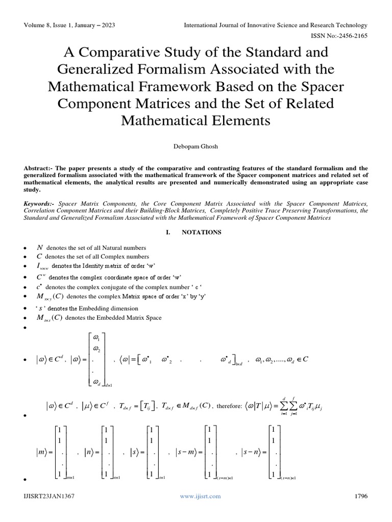 Comparative Study of Matrix Formalisms | PDF | Matrix (Mathematics ...