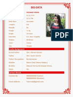 Girl Marriage Biodata Format PDF