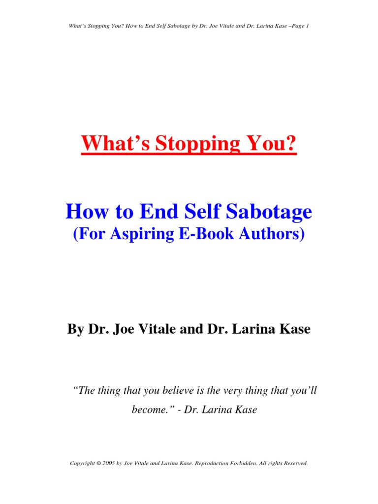 Self Sabotage E Book | PDF | Reinforcement | Motivation