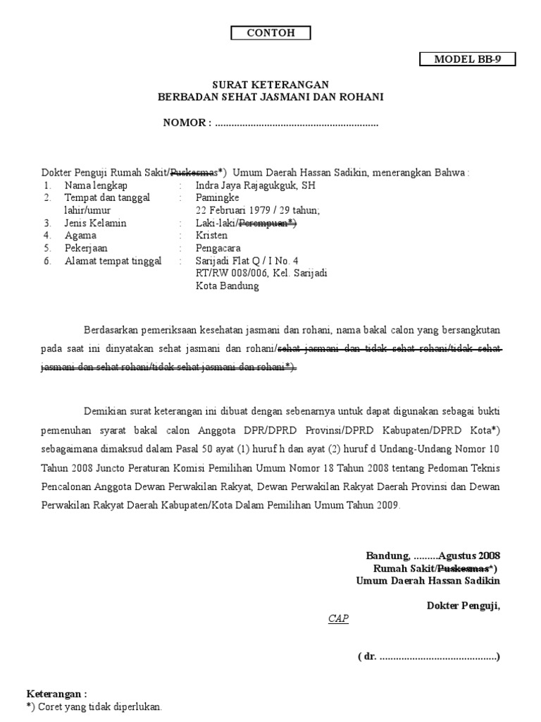 Contoh Surat Keterangan Sehat Jasmani Dan Rohani Contoh Surat Berikut ini beberapa contoh surat lamaran kerja secara umum dan contoh surat lamaran simple sesuai dengan jenis profesi yang Anda pilih seperti di bawah ini.