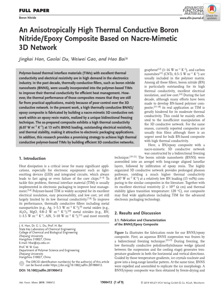An Anisotropically High Thermal Conductive Boron Nitride - Epoxy ...