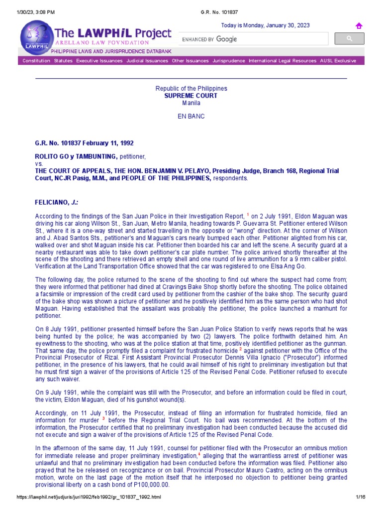 G r no 101837 pdf bail prosecutor