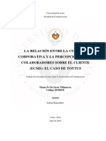 La Relación Entre La Cultura Corporativa y La Percepción de Los Colaboradores Sobre El Cliente - Caso Tottus