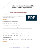 Controle Sur Les Nombres Relatifs en 5eme A Telecharger en PDF