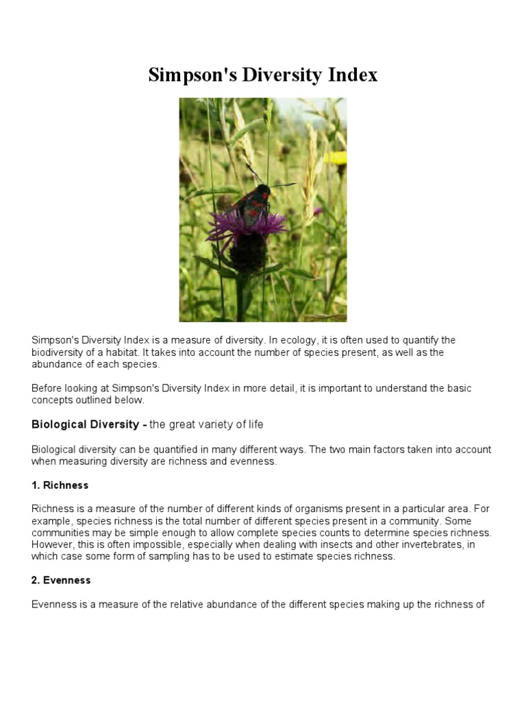 Understanding Simpson's Diversity Index | PDF | Biogeochemistry ...