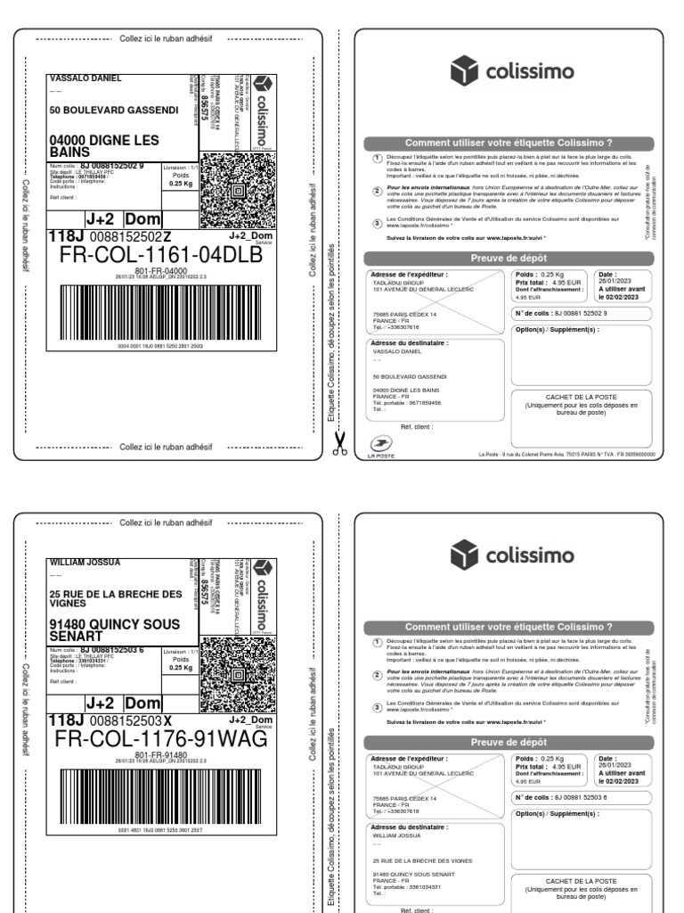 Étiquette Colissimo : Guide d'utilisation | PDF | Services publics ...