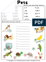 Pet Animals Worksheets Printable