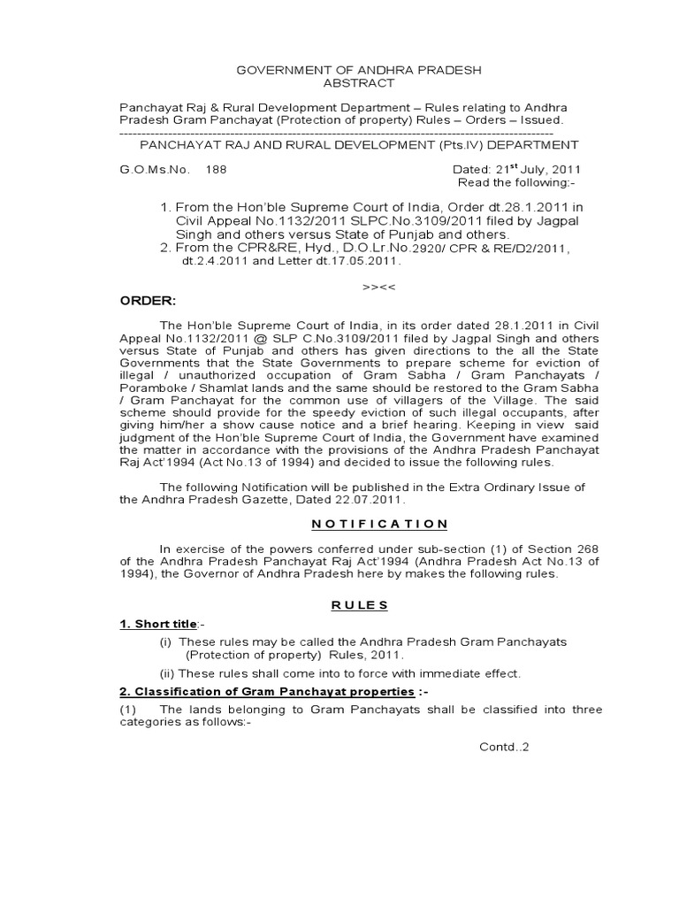 AP Gram Panchayat Property Rules 2011 | PDF