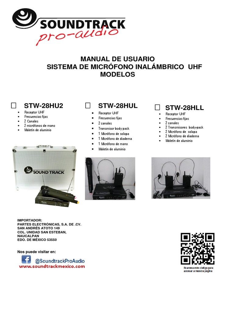 Manual Inalámbricos Sound Track | PDF | Micrófono | Transmisor