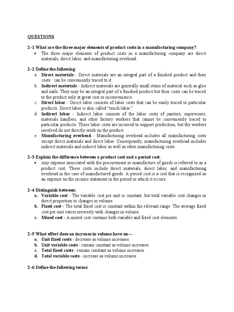 Chapter 2-Exercises-Managerial Accounting | PDF | Cost | Linear 