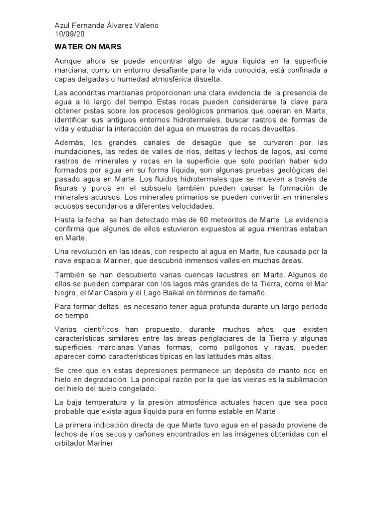 Copia de WATER ON MARS PDF Marte Agua