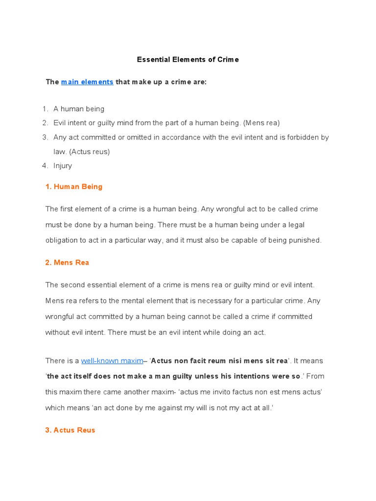 The Four Pillars Of Crime Exploring The Essential Elements Of Actus
