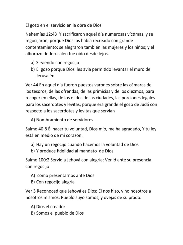 El Gozo en El Servicio en La Obra de Dios | PDF
