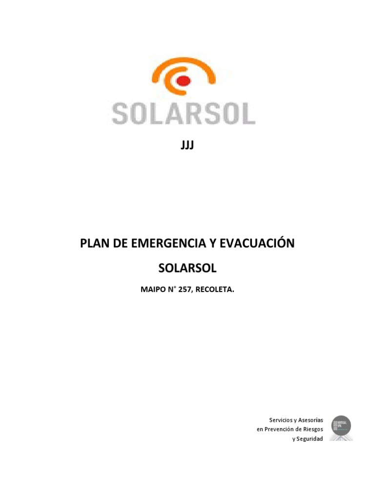 Plan de Emergencia y Evacuación Solarsol | PDF | Riesgo | Temblores