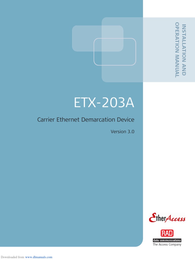 Rad data communications etx 203a installation and operation manual