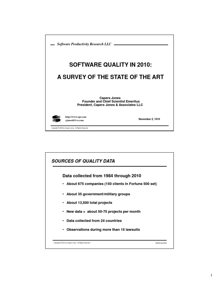 Software Quality in 2010: Software Quality in 2010: A Survey of The ...